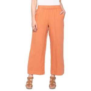 NEW TAHARI 100% Linen Cropped Wide Leg Pants